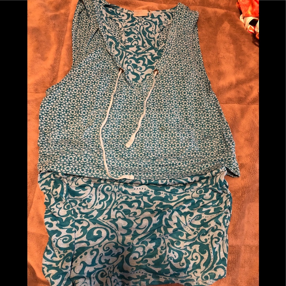 Athleta Blue Layered Tank Size Small